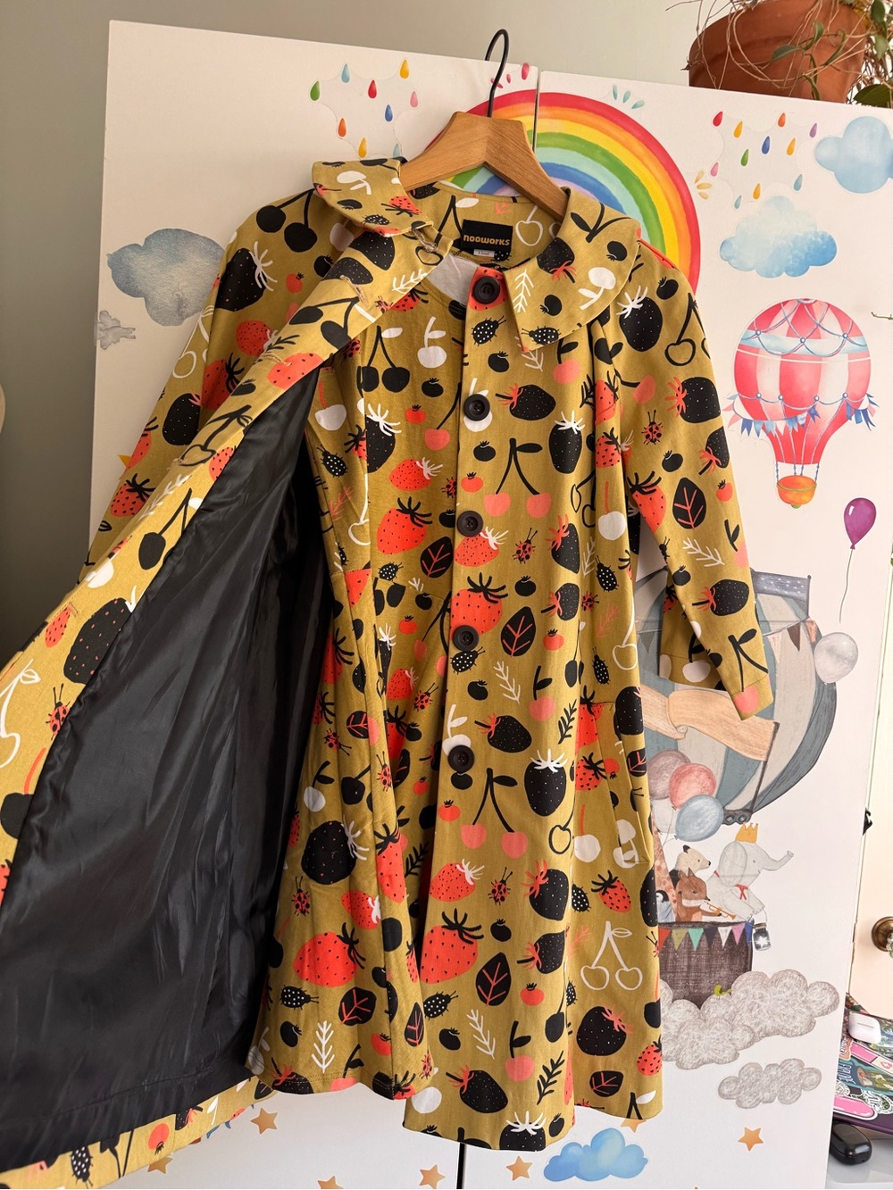 Nooworks coat and Brenda dress bundle 😍 🍓 🍒 🐞 xs like new